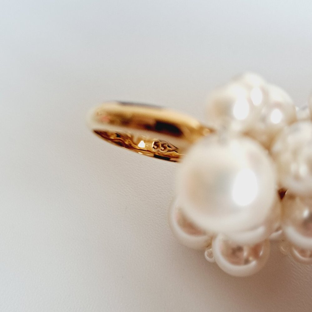 New Signed Swarovski Statement Gold Ring With Pea… - image 7